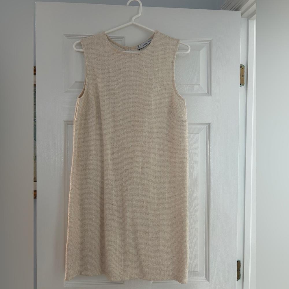 Mango Textured Cream Mini Dress